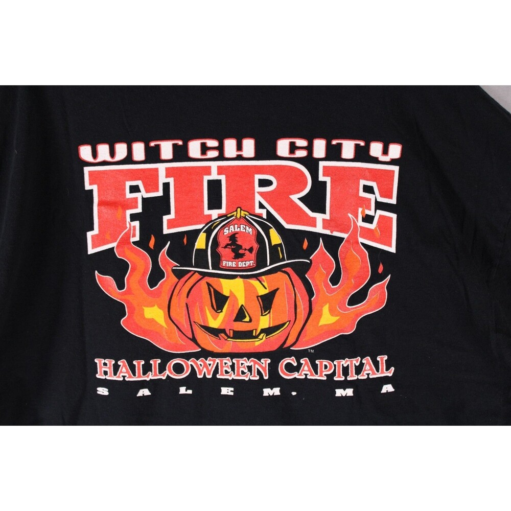 Salem MA Witch City Fire Dept Halloween Pumpkin Gildan XL Long Sleeve Shirt